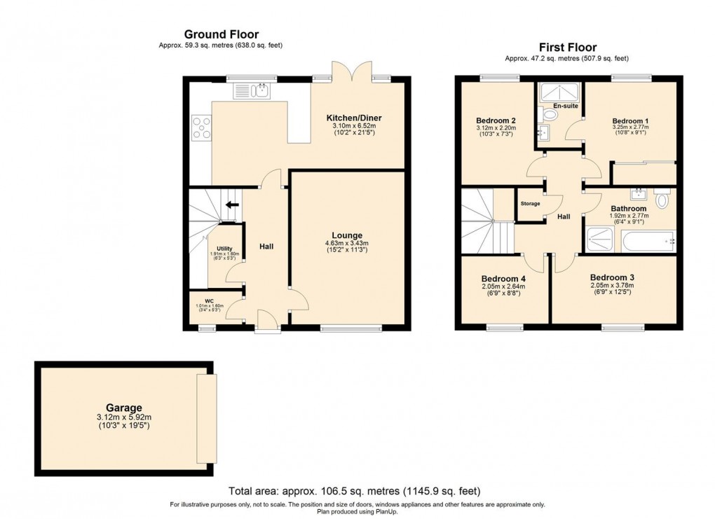 Floorplan for Dove Close, Southam