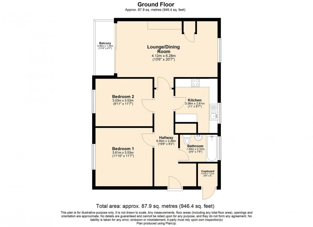 Floorplan for Crown Way, Leamington Spa