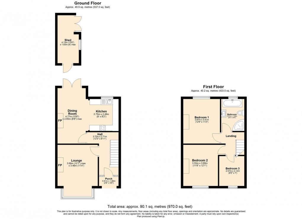 Floorplan for Woodville Road, Warwick, Warwickshire, CV34 5BS